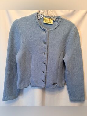Vintage Original Salzburger Women’s Size M Boiled Wool Jacket Blue Austria Made